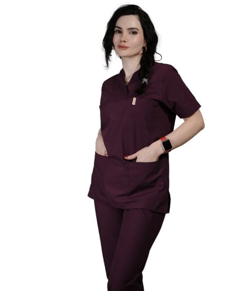 Mürdüm Kadın Kısa Kol Cerrahi Forma