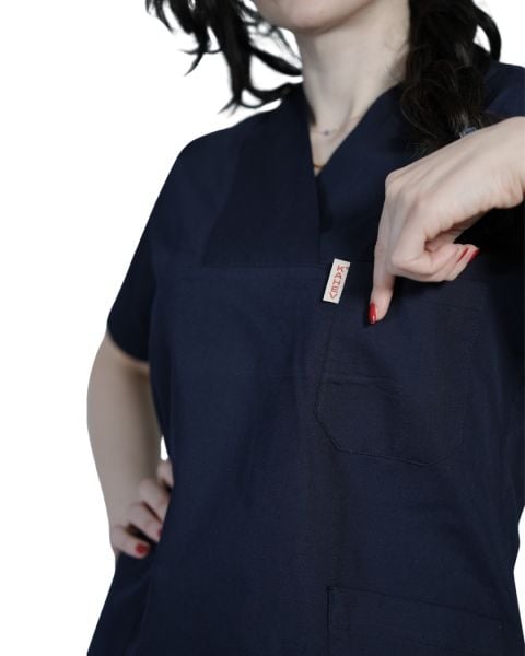 Lacivert Kadın Kısa Kol Cerrahi Forma