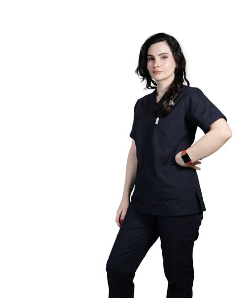 Lacivert Kadın Kısa Kol Cerrahi Forma