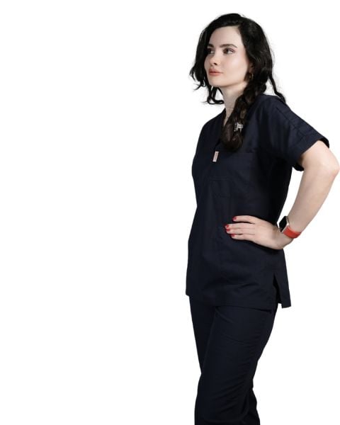 Lacivert Kadın Kısa Kol Cerrahi Forma