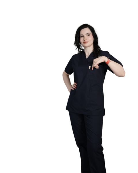 Lacivert Kadın Kısa Kol Cerrahi Forma