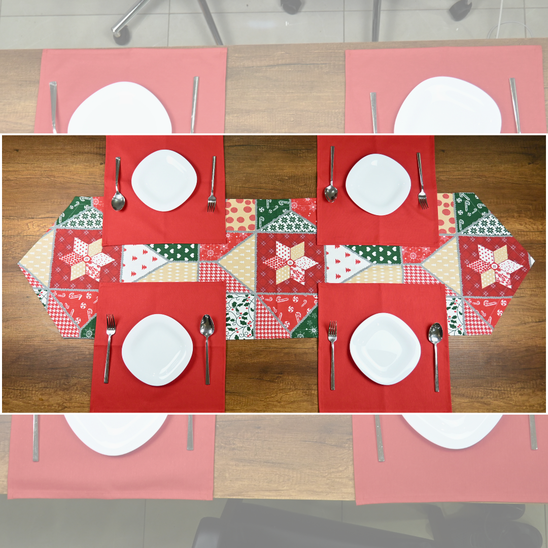 Geometrik Desenli Runner Takım