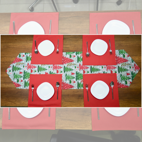 Yılbaşı Konseptli Kırmızı Peçeteli Runner Takım