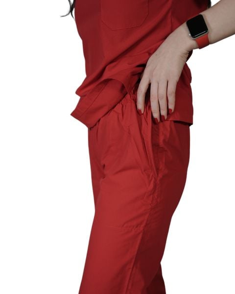 Kırmızı Kadın Kısa Kol Cerrahi Forma