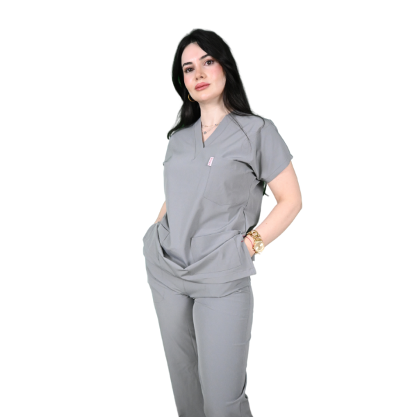 Gri Yarasa Kol Kadın Cerrahi Forma