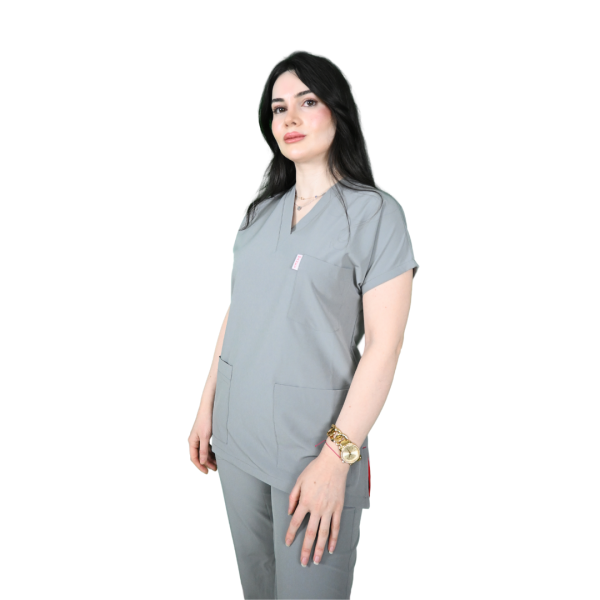 Gri Yarasa Kol Kadın Cerrahi Forma
