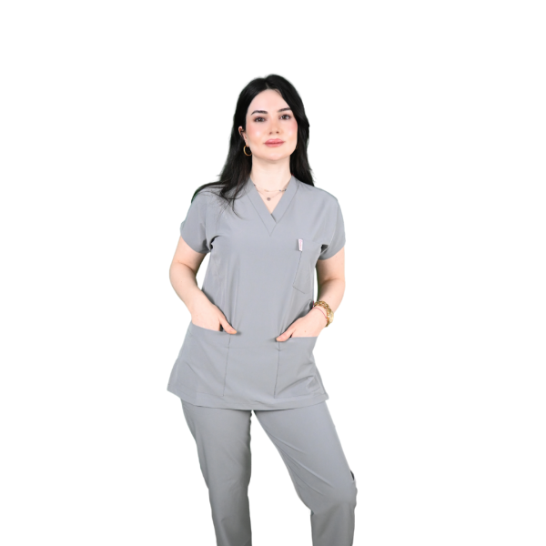Gri Yarasa Kol Kadın Cerrahi Forma