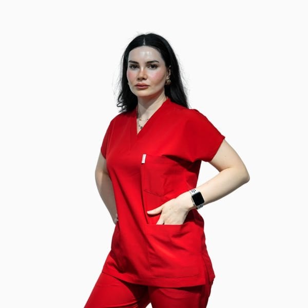 Kırmızı Yarasa Kol Kadın Cerrahi Forma