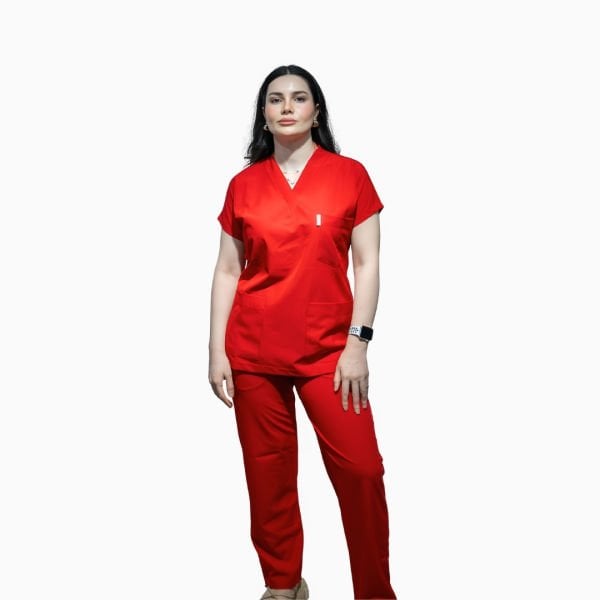 Kırmızı Yarasa Kol Kadın Cerrahi Forma