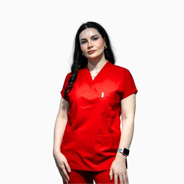 Kırmızı Yarasa Kol Kadın Cerrahi Forma