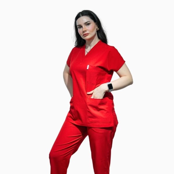 Kırmızı Yarasa Kol Kadın Cerrahi Forma