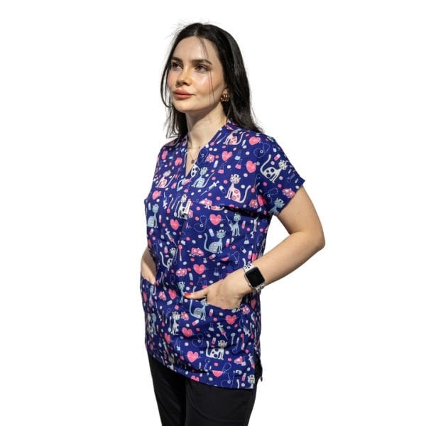 Kedi Desenli Tek Üst Kadın Forma