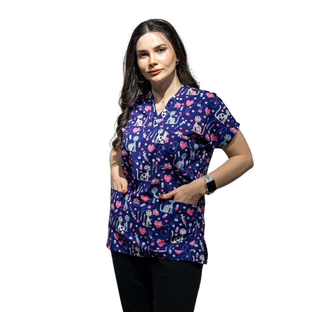 Kedi Desenli Tek Üst Kadın Forma