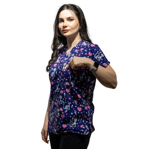 Kedi Desenli Tek Üst Kadın Forma