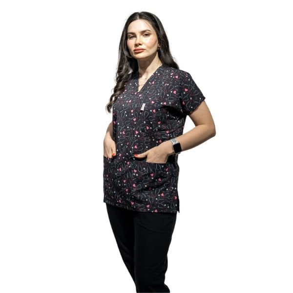 Steteskop Desenli Tek Üst Kadın Forma