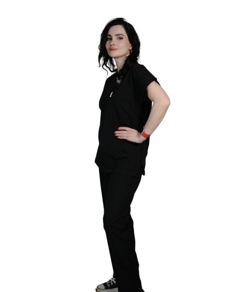 Siyah Kadın Yarasa Kol Forma