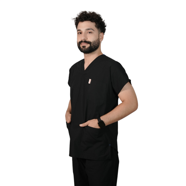 Siyah Erkek Kısa Kol Cerrahi Forma