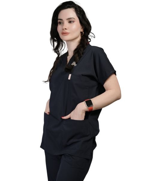 Lacivert Yarasa Kol Kadın Cerrahi Forma