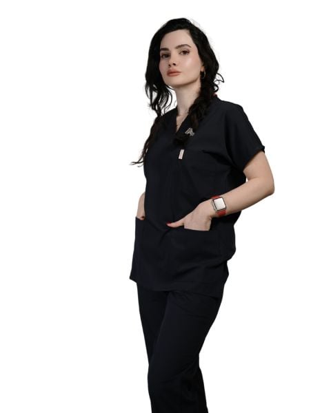 Lacivert Yarasa Kol Kadın Cerrahi Forma