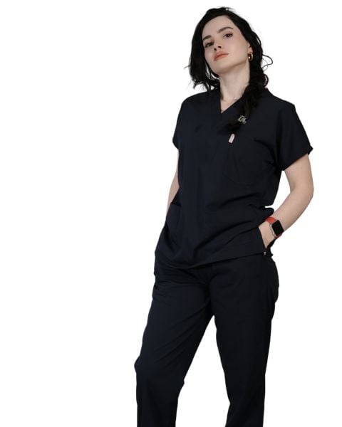 Lacivert Yarasa Kol Kadın Cerrahi Forma