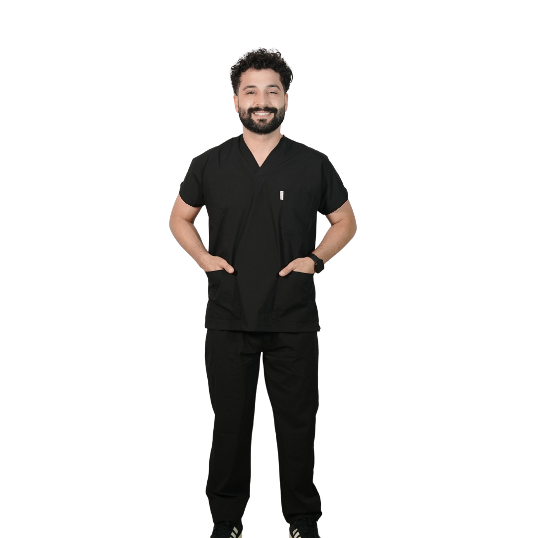 Siyah Erkek Yarasa Kol Cerrahi Forma