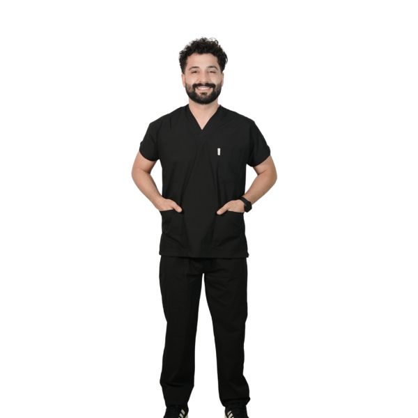 Siyah Erkek Yarasa Kol Cerrahi Forma