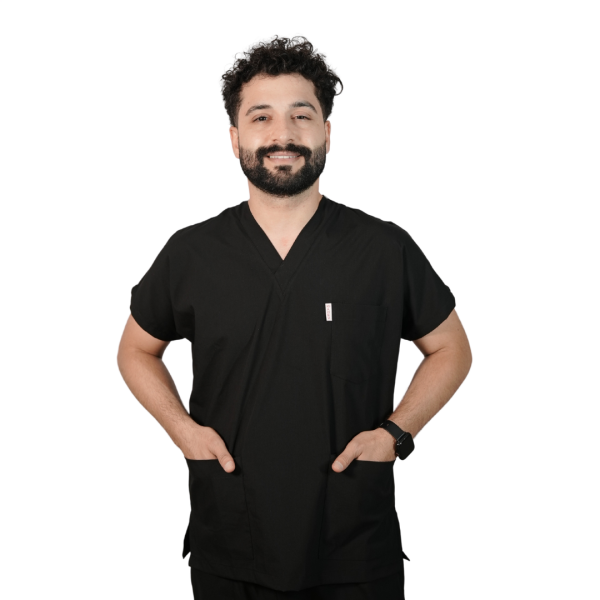 Siyah Erkek Yarasa Kol Cerrahi Forma