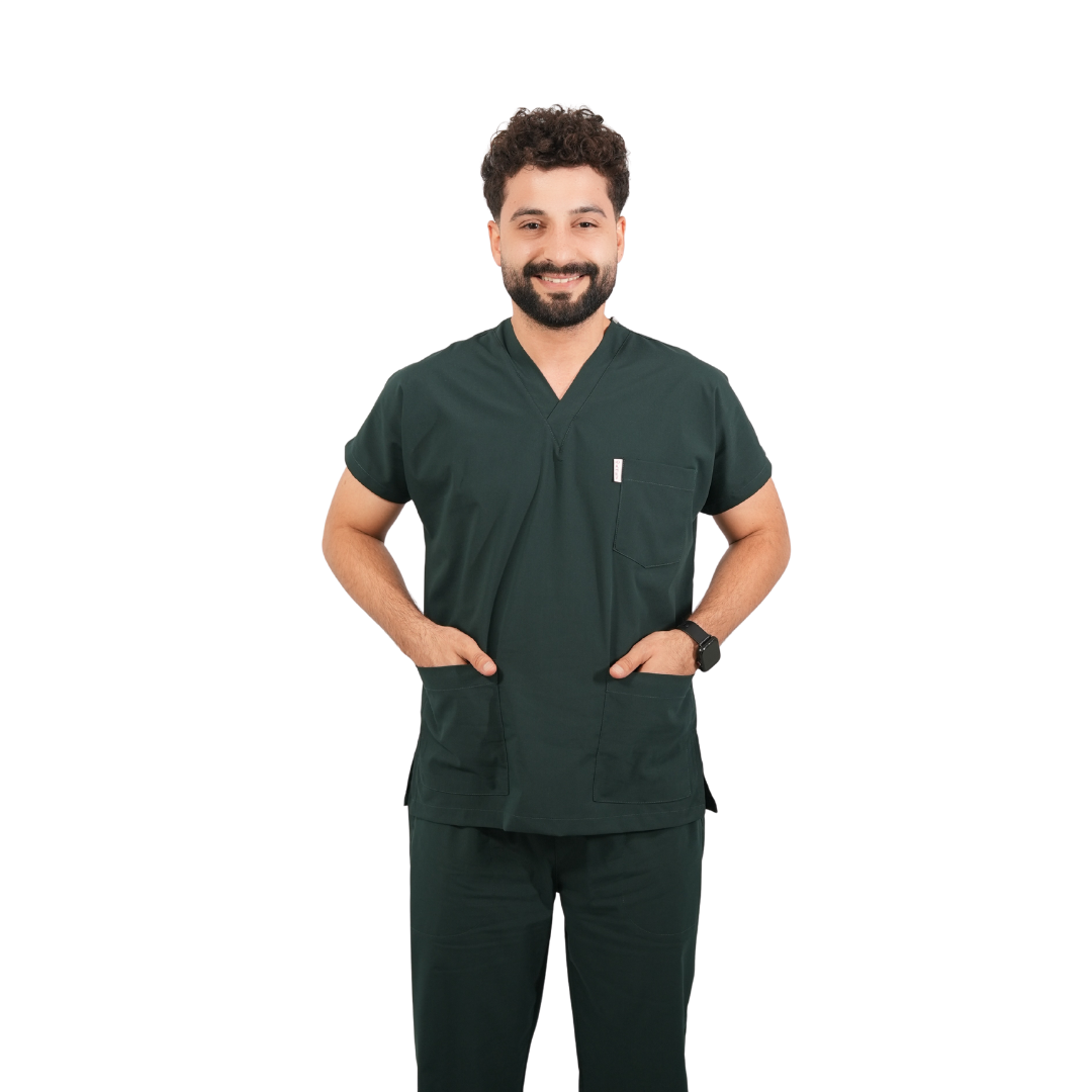 Koyu Yeşil Yarasa Kol Erkek Cerrahi Forma