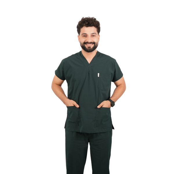 Koyu Yeşil Yarasa Kol Erkek Cerrahi Forma