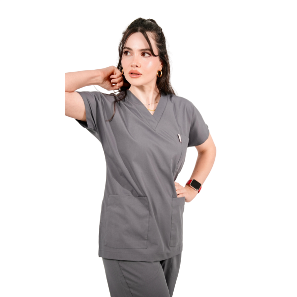 Açık Füme Yarasa Kol Kadın Cerrahi Forma