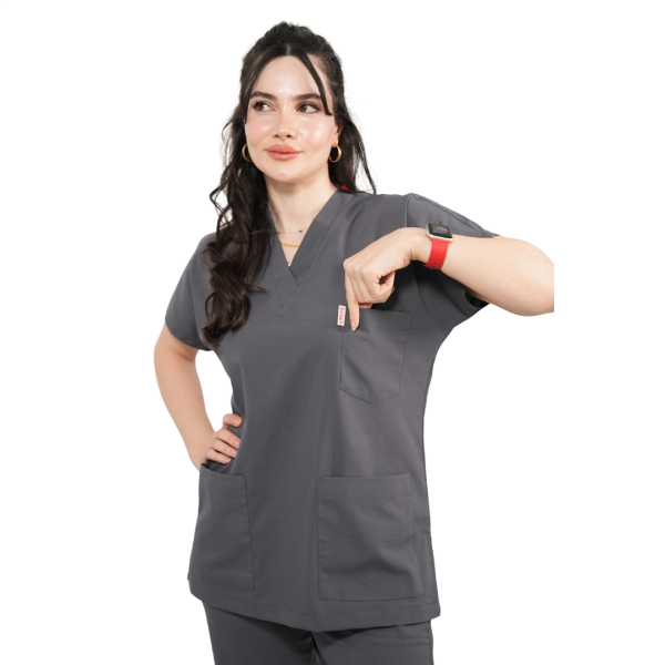 Açık Füme Yarasa Kol Kadın Cerrahi Forma