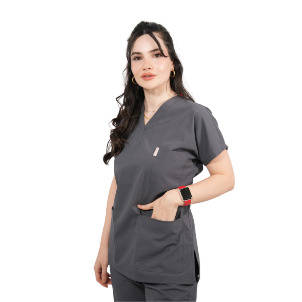 Açık Füme Yarasa Kol Kadın Cerrahi Forma