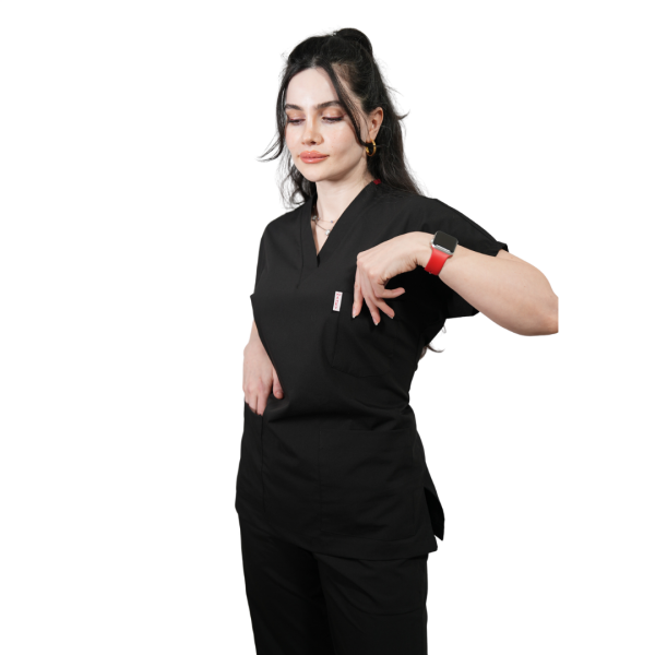 Siyah Yarasa Kol Kadın Cerrahi Forma