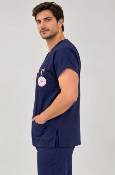 Lacivert Yarasa Kol Hemşire Erkek Forma (Sağlık Bakanlığı Uyumlu)