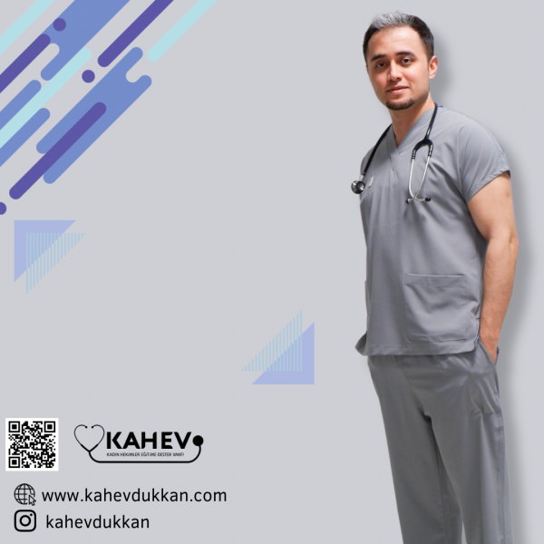 Gri Erkek Yarasa Kol Cerrahi Forma