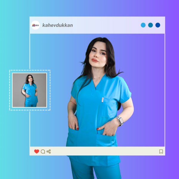 Turkuaz Yarasa Kol Kadın Cerrahi Forma