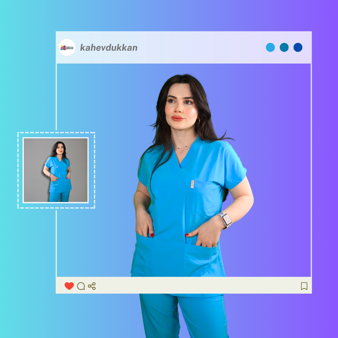 Turkuaz Yarasa Kol Kadın Cerrahi Forma