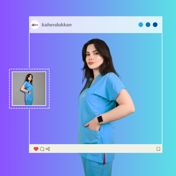 Turkuaz Yarasa Kol Kadın Cerrahi Forma